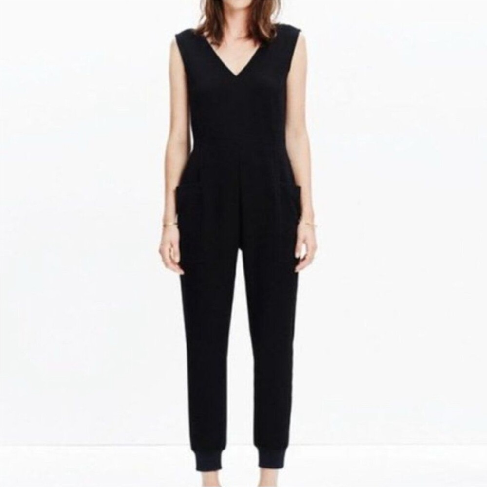Madewell Black Sleeveless Tapered Leg Jumpsuit